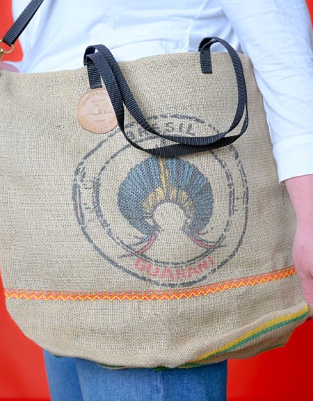 Kaffeesacktasche « Birgit » / Sac en toile de Jute (ancien sac de café) "Birgit"