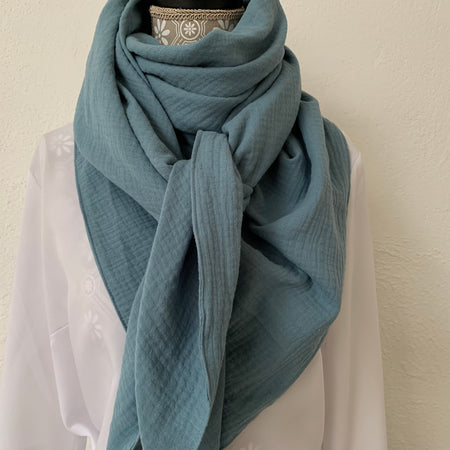 Musselinschal "Jeansblau" 2.10 x 1.50 x 1.50 / Echarpe en mousseline " Jean Bleu" 2.10 x 1.50 x 1.50