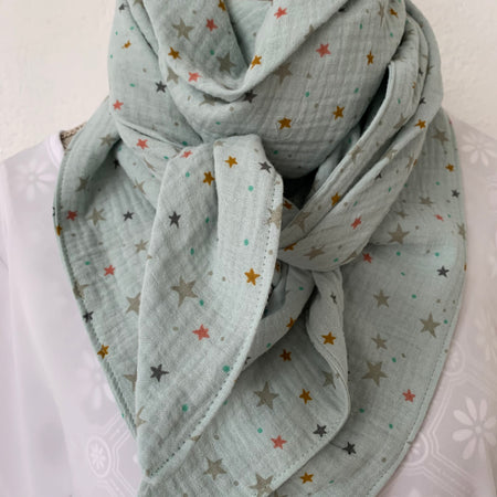 Kinderdreieckschal aus Musselin 96 x 96 x 150 / Echarpe triangulaire pour enfants en mousseline 96 x 96 x 150