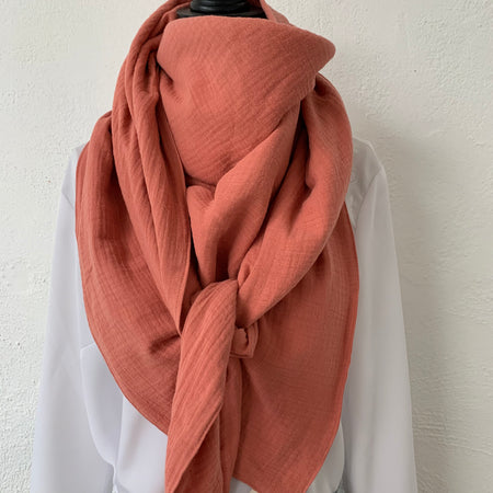 Musselin Schal "Terracotta" 2.10 x 1.50 x 1.50  / Echarpe en mousseline  "Terracotta" 2.10 x 1.50 x 1.50